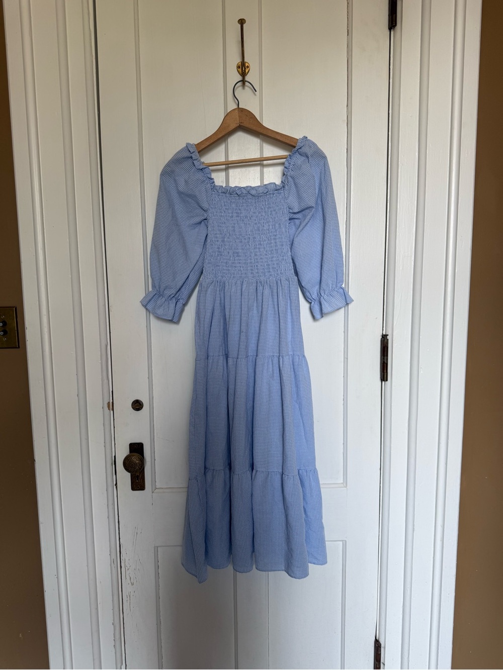 Light Blue Smocked Midi Dress